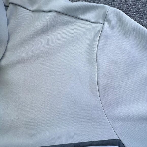 Adidas Climacool Polo Shirt Gray Striped Short Sleeve Polyester Wicking Men Golf - Picture 5 of 9